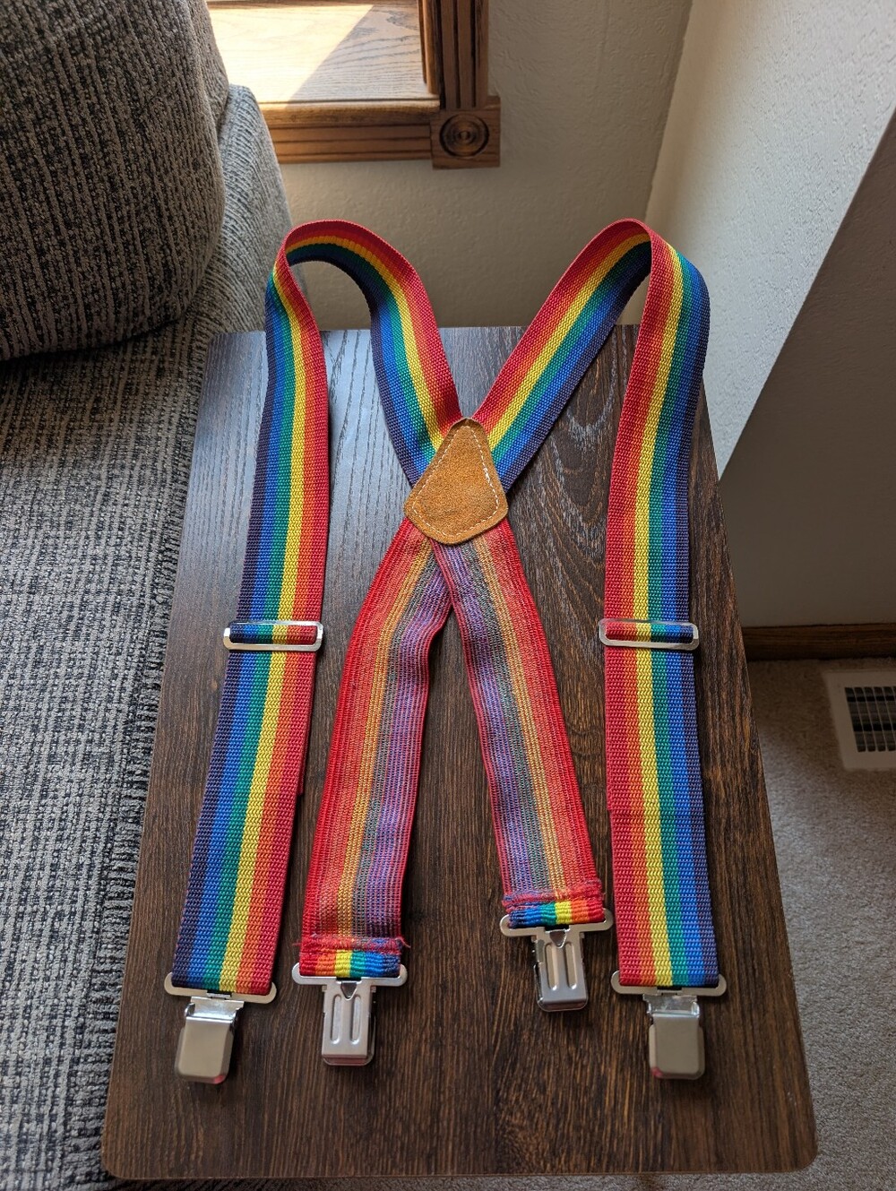 Vintage Custom Leathercraft Wide Rainbow Suspenders